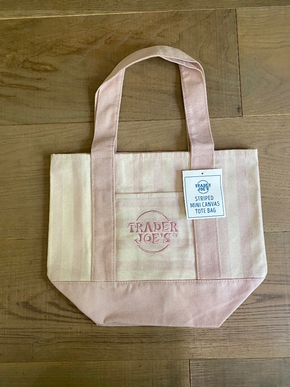 Trader Joe’s Striped Mini Canvas Tote Bag NEW 2026 Release [Pink] NWT